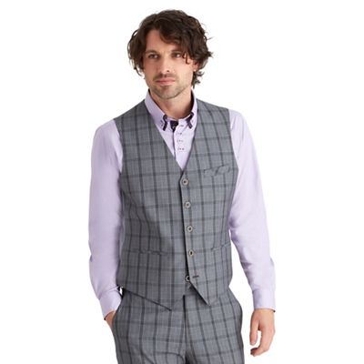 Grey charming check suit waistcoat
